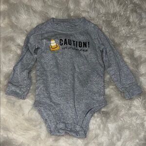 Carter's Gray and Yellow Caution Bodysuit